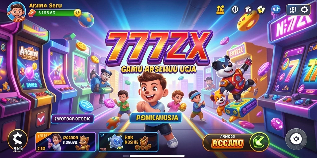 Tampilan antarmuka 777ZX dengan grafis dan kontrol yang menarik.
