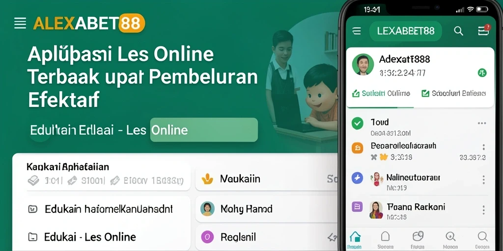 Tampilan aplikasi ALEXABET88 dengan fitur Les Online yang interaktif.