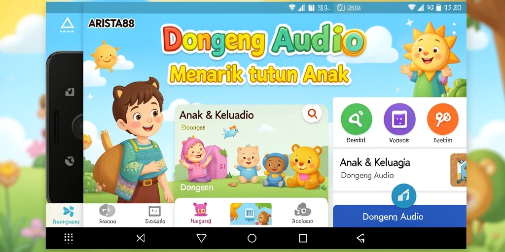 Tampilan antarmuka ARISTA88 saat mendengarkan dongeng audio.