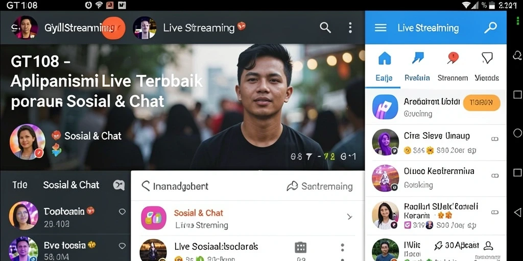Antarmuka GT108 dengan fitur Live Streaming yang interaktif dan menarik.