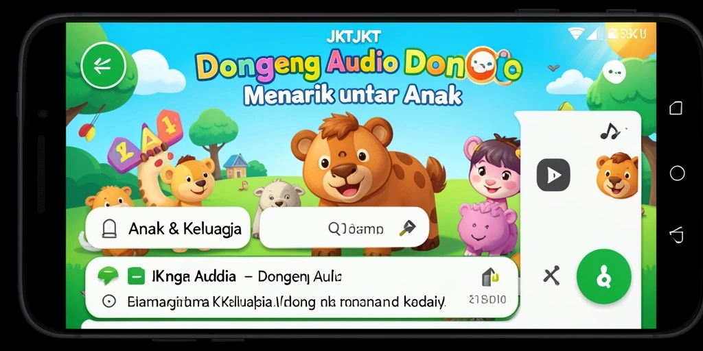 Tampilan antarmuka JKTJKT yang menarik untuk dongeng audio.