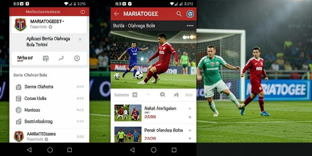 Antarmuka aplikasi MARIATOGEL yang menampilkan berita dan statistik olahraga bola.