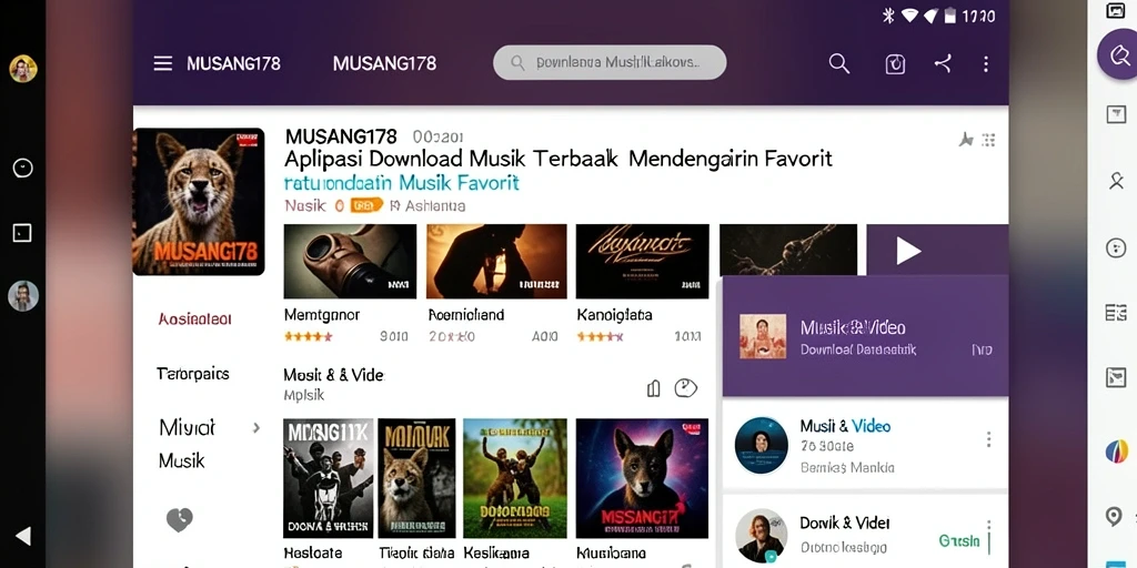 Antarmuka aplikasi MUSANG178 untuk Download Musik yang user-friendly dan simpel.