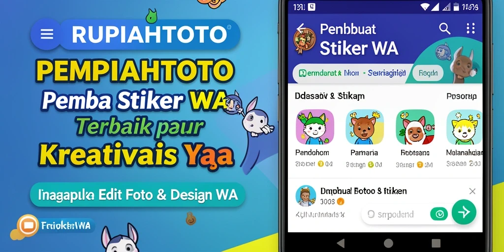 Tampilan antarmuka RUPIAHTOTO untuk membuat stiker WA yang intuitif dan menarik.